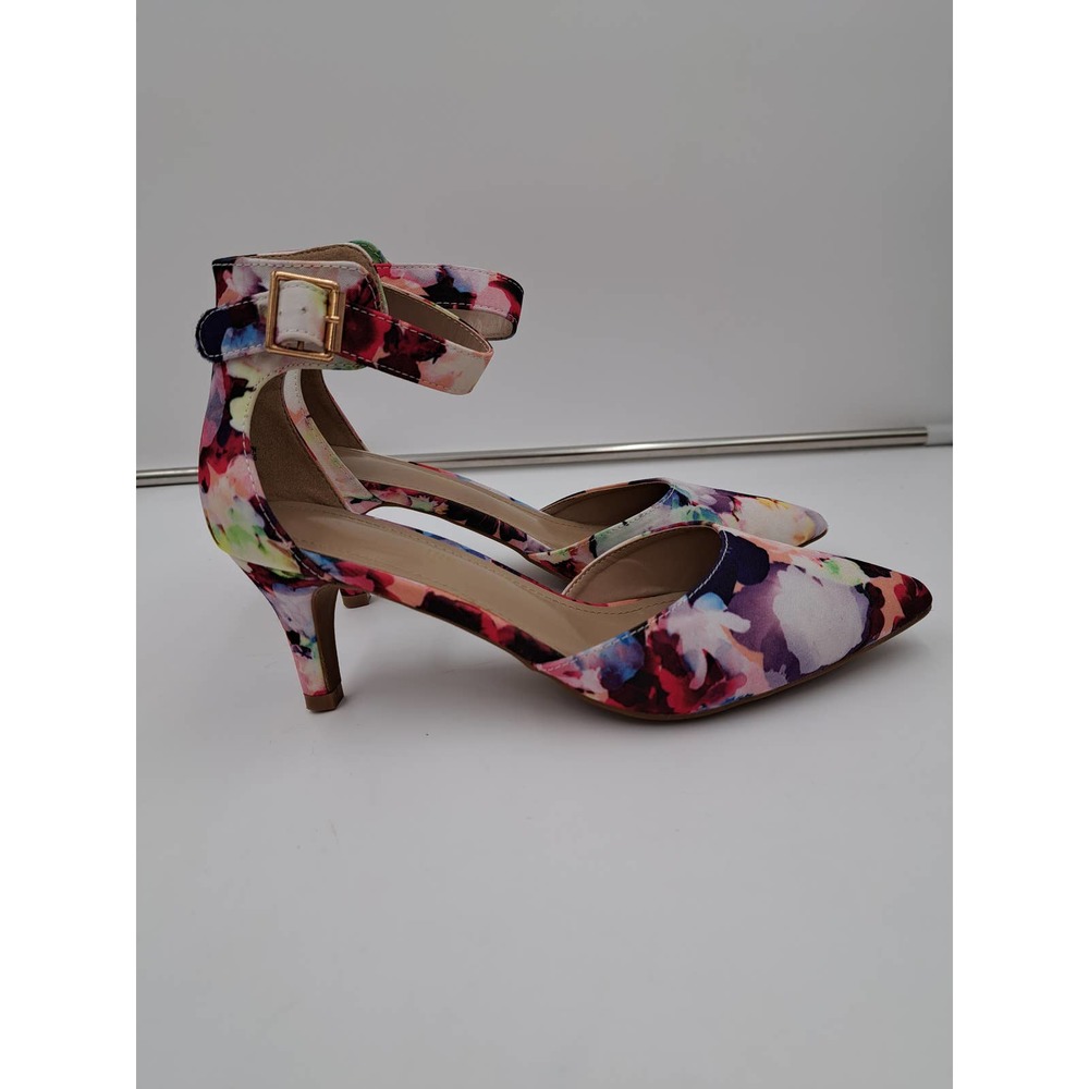 Dream Pairs Floral pointed toe Low Heel Buckle Ankle Strap Dress Pump Shoes 8.5
